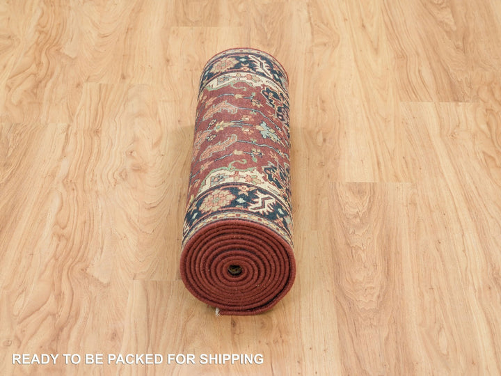 2'7" x 12'0" New Hand Knotted Red Wool Runner Oriental Rug - MOA10265473