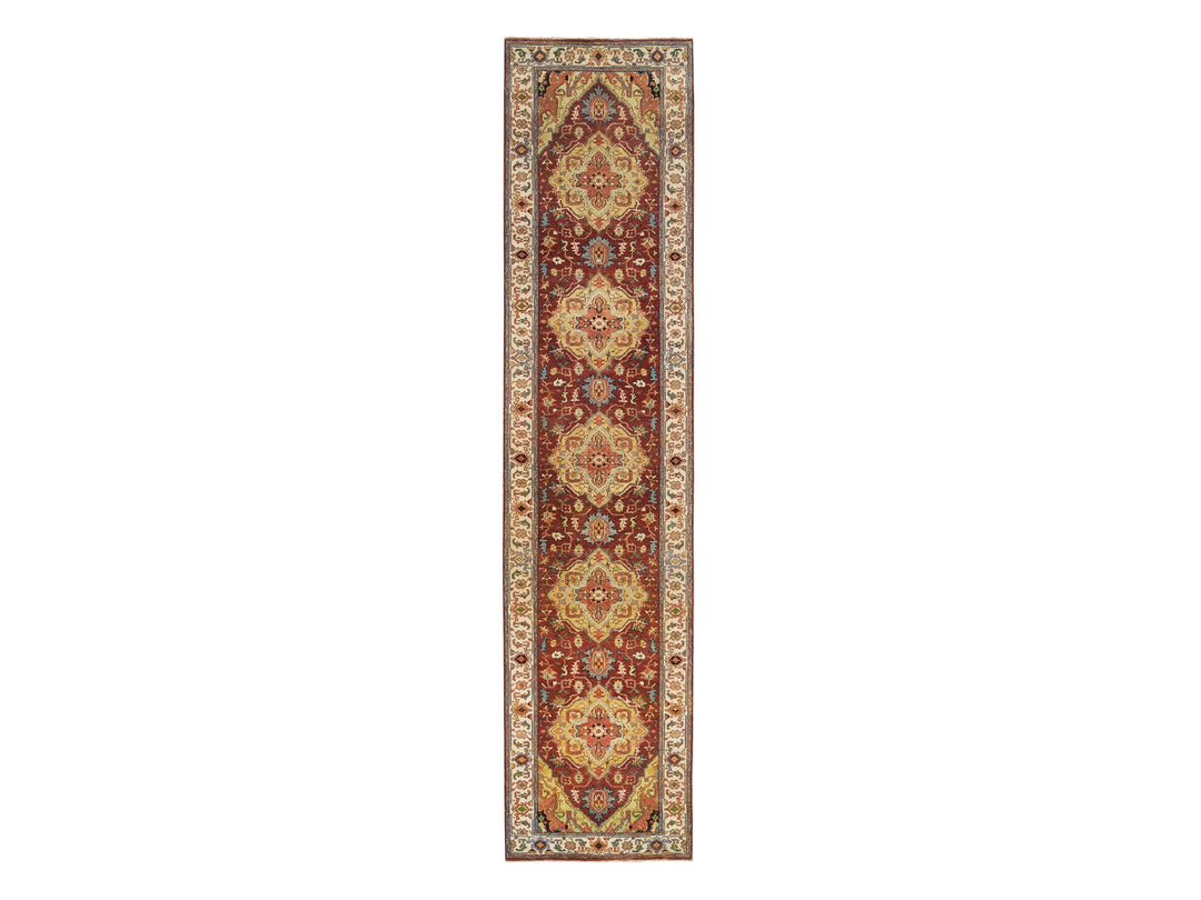 2'7" x 12'0" New Hand Knotted Red Wool Runner Oriental Rug - MOA10265476