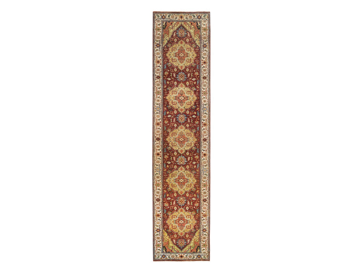 2'7" x 12'0" New Hand Knotted Red Wool Runner Oriental Rug - MOA10265476