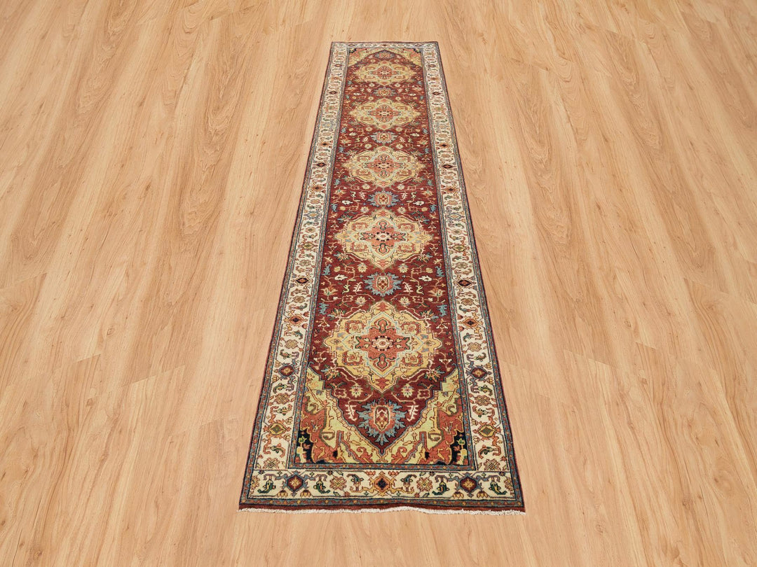 2'7" x 12'0" New Hand Knotted Red Wool Runner Oriental Rug - MOA10265476