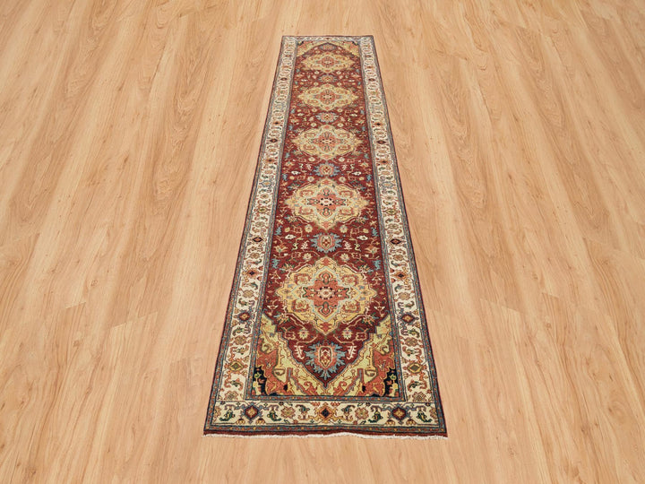 2'7" x 12'0" New Hand Knotted Red Wool Runner Oriental Rug - MOA10265476