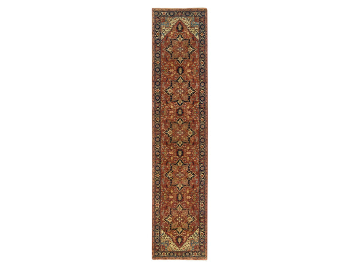 2'7" x 12'1" New Hand Knotted Red Wool Runner Oriental Rug - MOA10265482