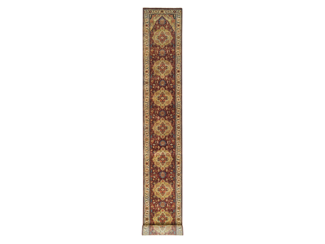 2'7" x 22'0" New Hand Knotted Red Wool Runner Oriental Rug - MOA10265496