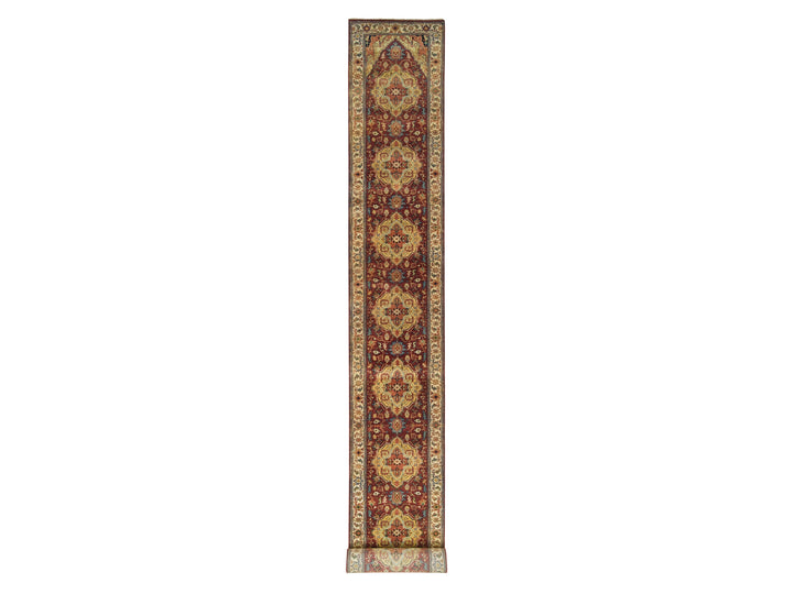 2'7" x 22'0" New Hand Knotted Red Wool Runner Oriental Rug - MOA10265496