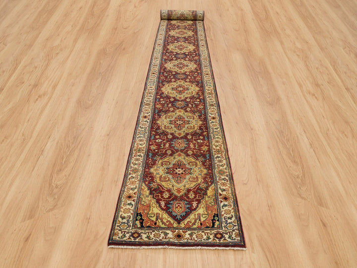 2'7" x 22'0" New Hand Knotted Red Wool Runner Oriental Rug - MOA10265496