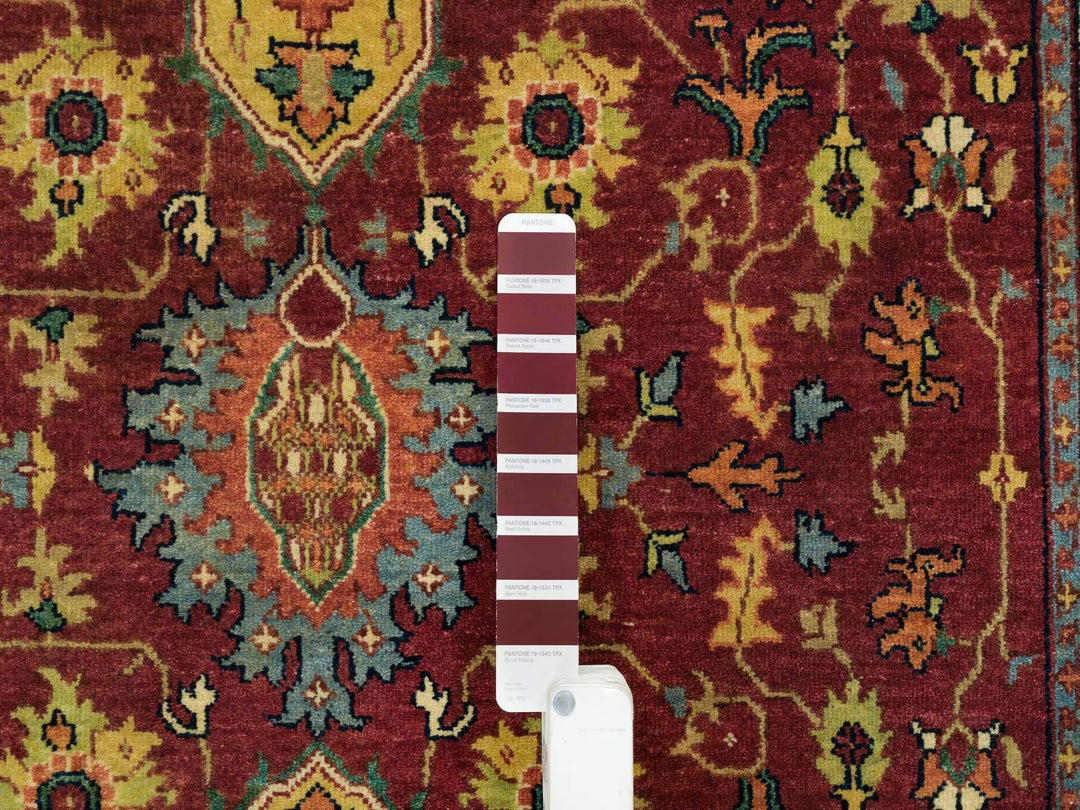 3'10" x 12'1" New Hand Knotted Red Wool Runner Oriental Rug - MOA10265499