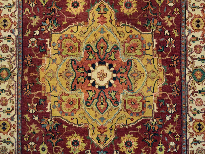 3'10" x 12'1" New Hand Knotted Red Wool Runner Oriental Rug - MOA10265499