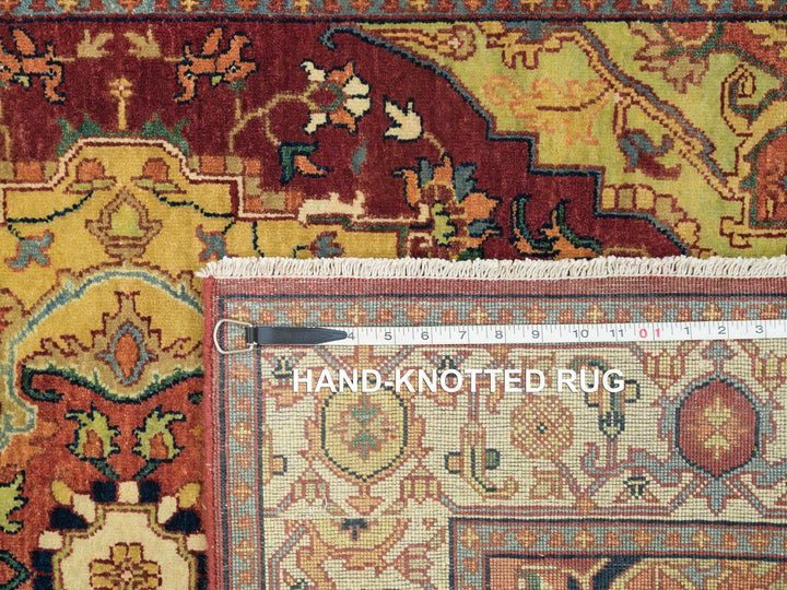 3'10" x 12'1" New Hand Knotted Red Wool Runner Oriental Rug - MOA10265499