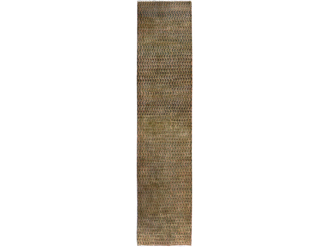2'6" x 11'5" Vintage Hand Knotted Brown Wool Runner Oriental Rug - MOA102654