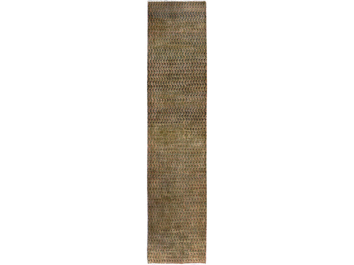 2'6" x 11'5" Vintage Hand Knotted Brown Wool Runner Oriental Rug - MOA102654