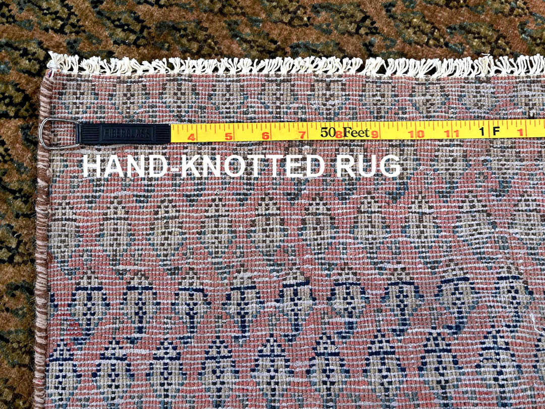 2'6" x 11'5" Vintage Hand Knotted Brown Wool Runner Oriental Rug - MOA102654