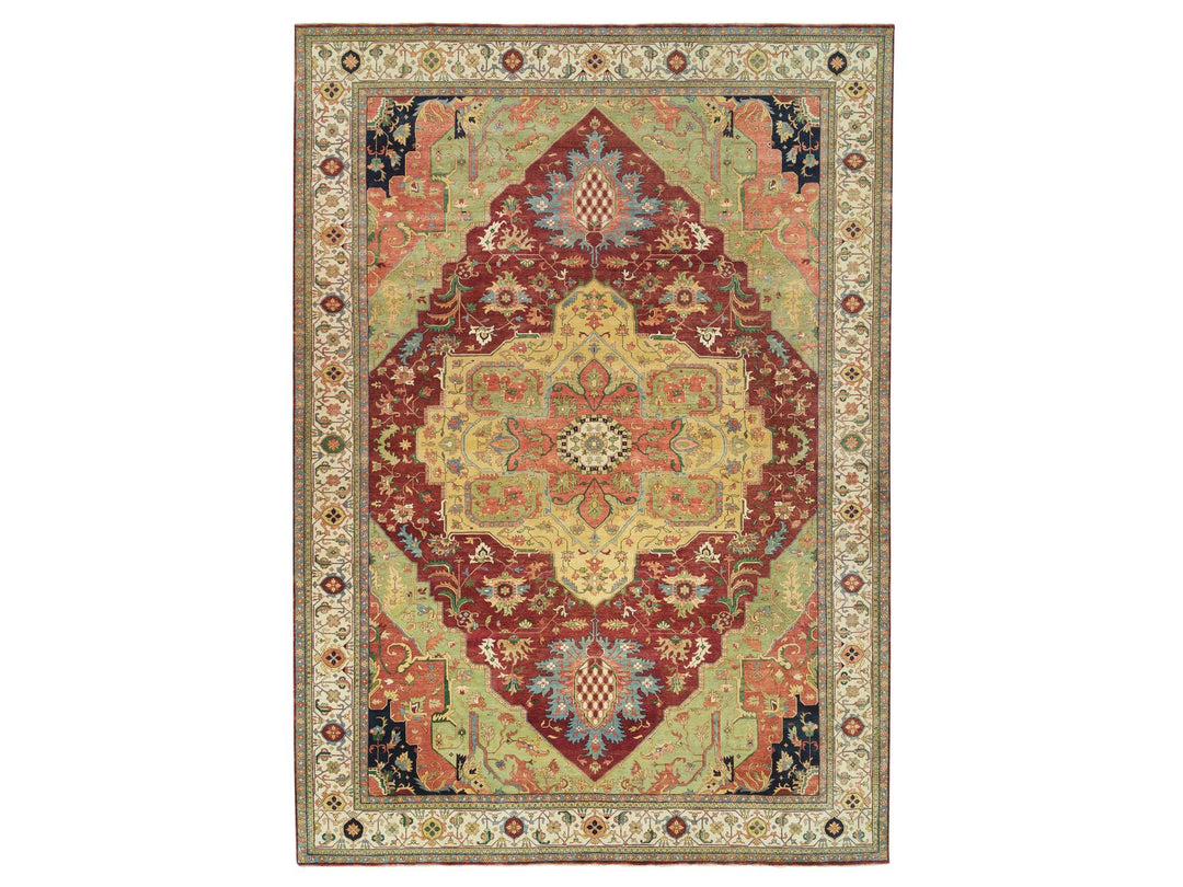 12'0" x 18'2" New Hand Knotted Red Wool Rectangle Oriental Rug - MOA10265502