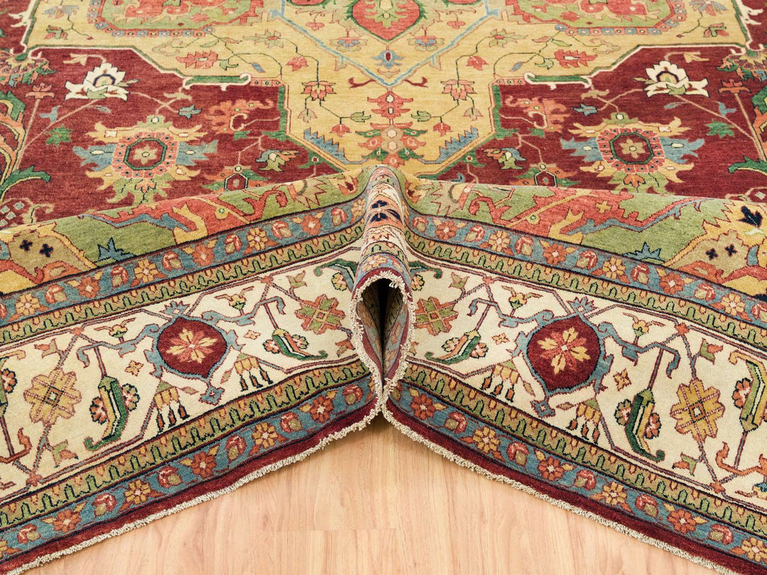 12'0" x 18'2" New Hand Knotted Red Wool Rectangle Oriental Rug - MOA10265502