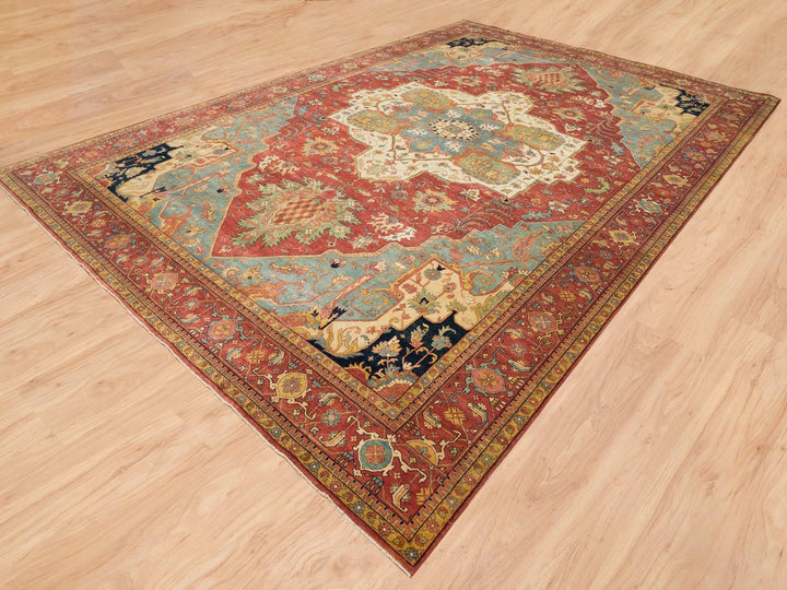 12'1" x 18'2" New Hand Knotted Red Wool Rectangle Oriental Rug - MOA10265511