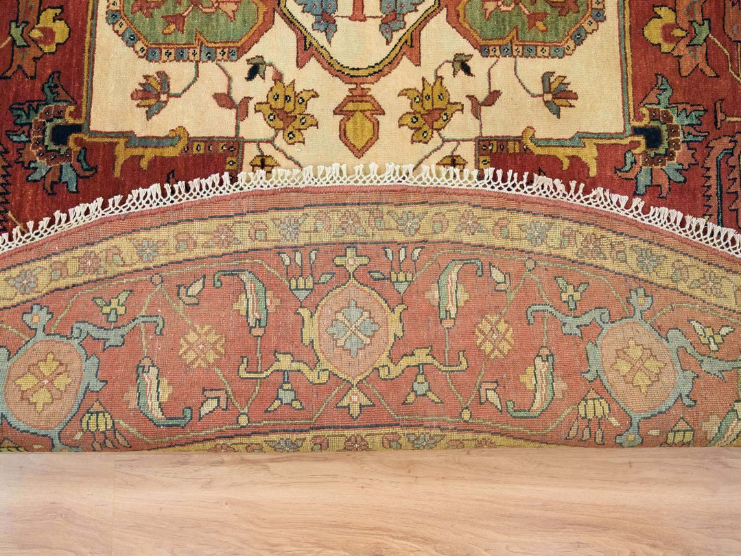 10'0" x 10'0" New Hand Knotted Red Wool Round Oriental Rug - MOA10265513