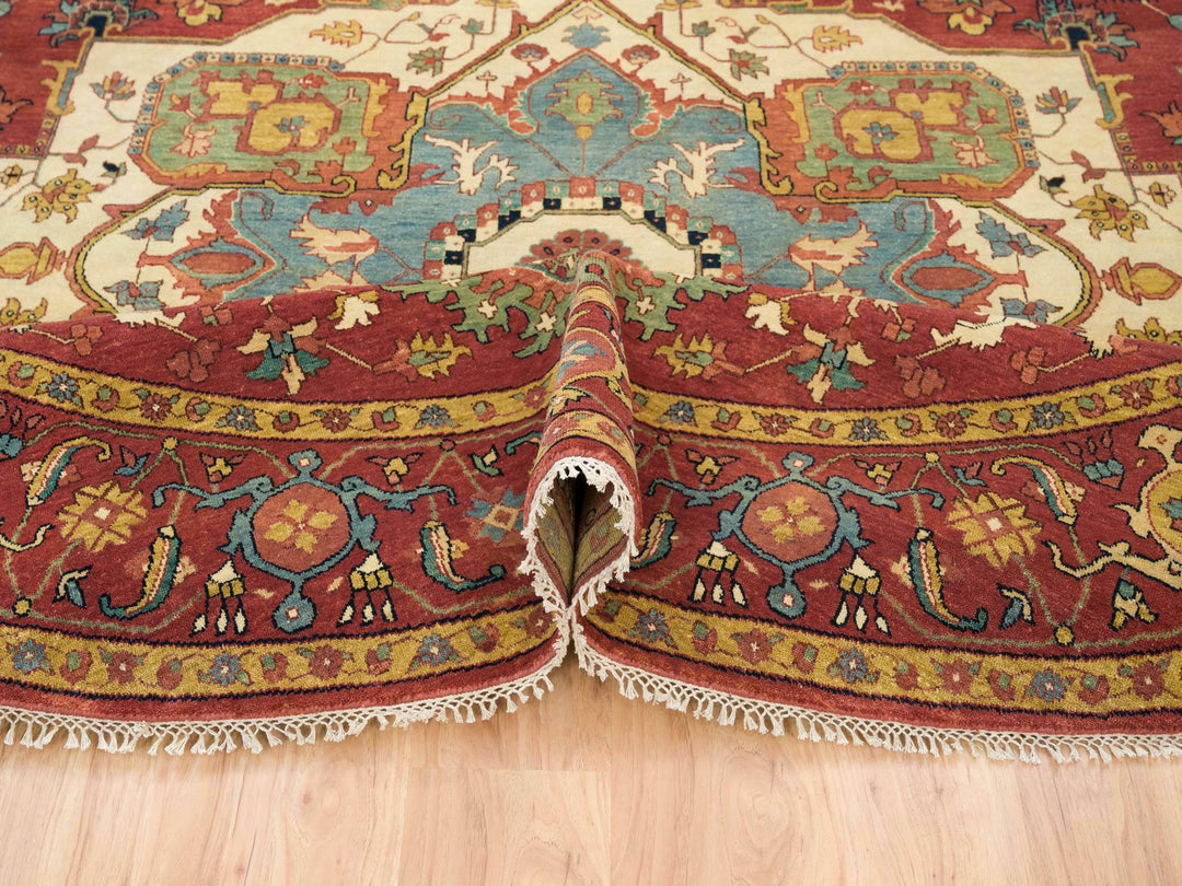 10'0" x 10'0" New Hand Knotted Red Wool Round Oriental Rug - MOA10265513