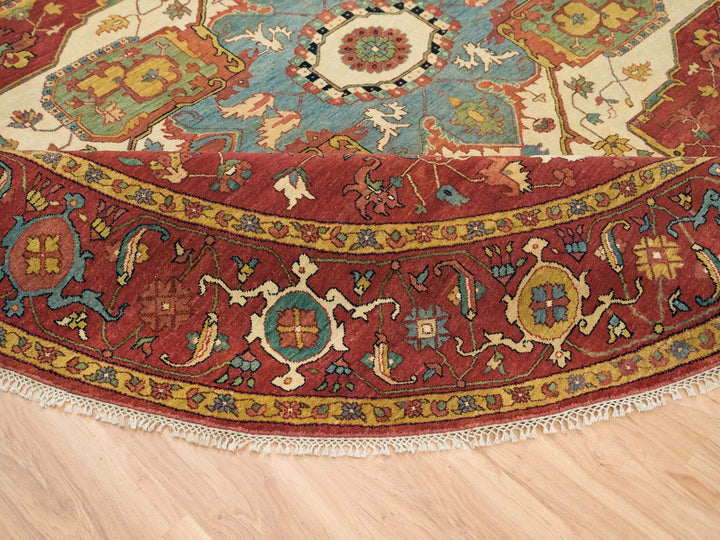 10'0" x 10'0" New Hand Knotted Red Wool Round Oriental Rug - MOA10265513