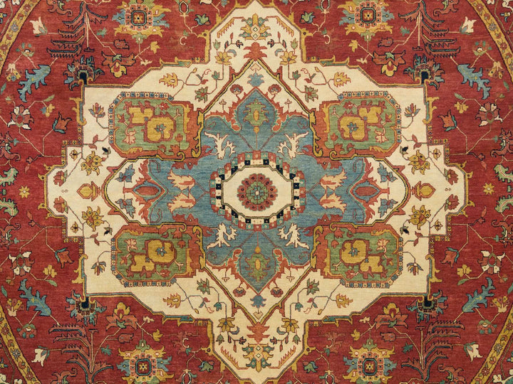 10'0" x 10'0" New Hand Knotted Red Wool Round Oriental Rug - MOA10265513