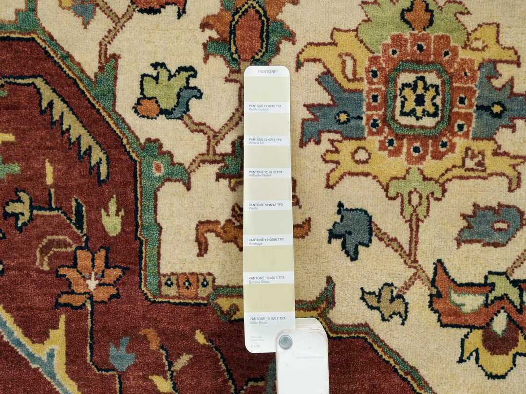 10'0" x 10'0" New Hand Knotted Ivory Wool Round Oriental Rug - MOA10265517