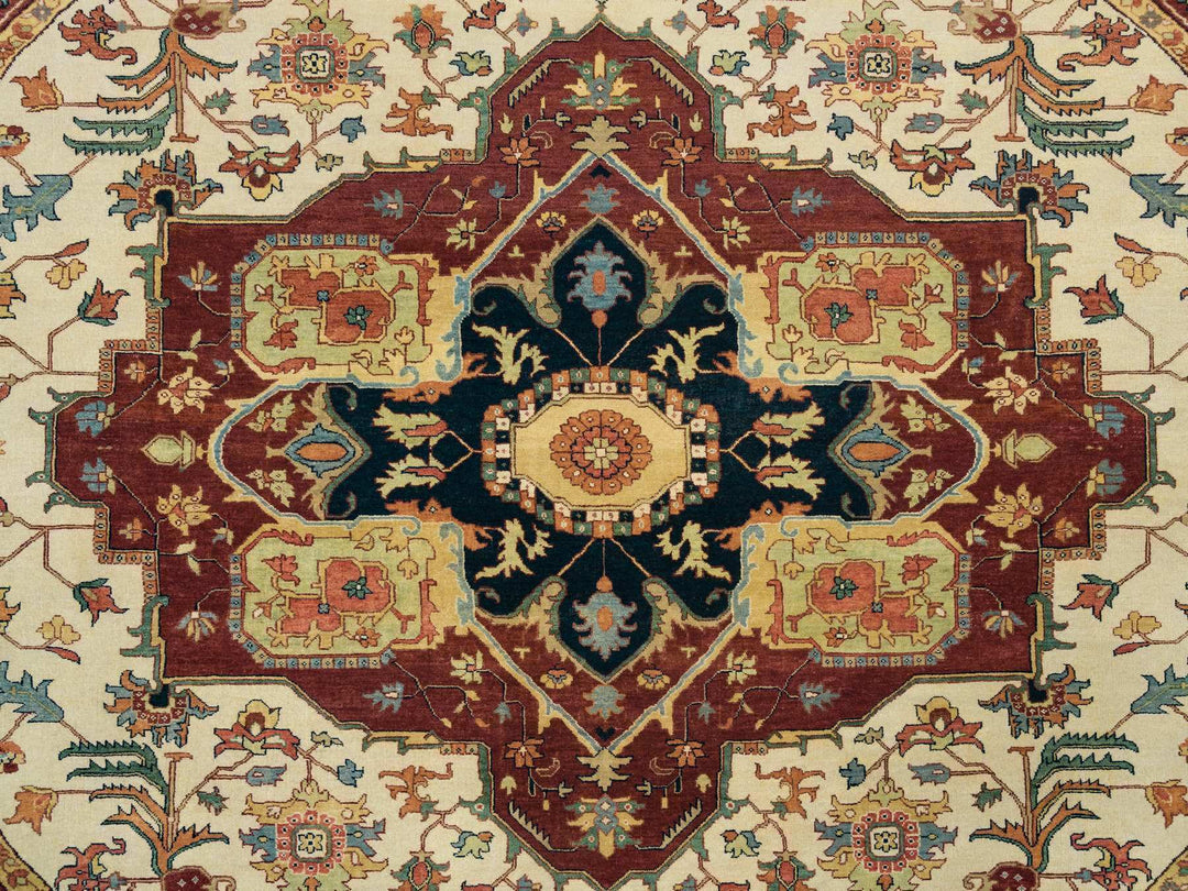 10'0" x 10'0" New Hand Knotted Ivory Wool Round Oriental Rug - MOA10265517