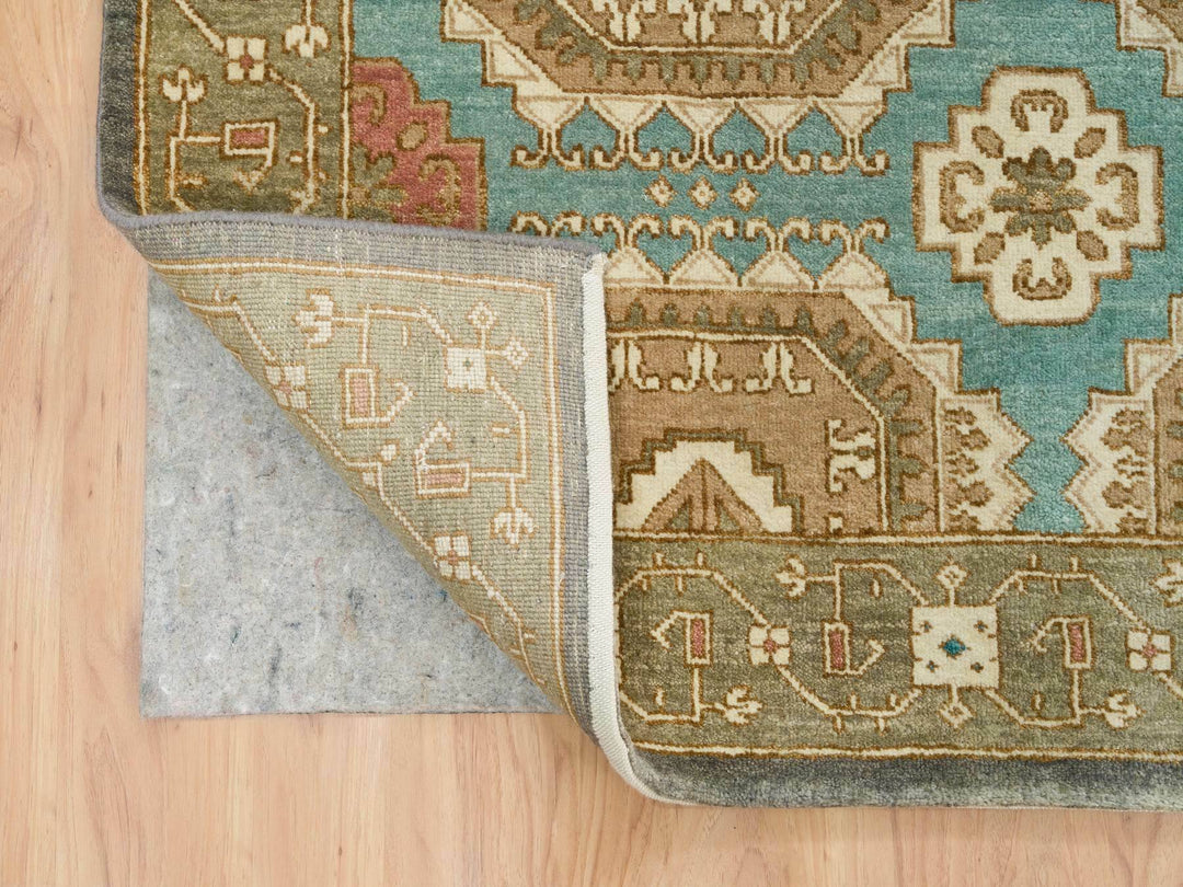 10'0" x 14'0" New Hand Knotted Green Wool Rectangle Oriental Rug - MOA10265539