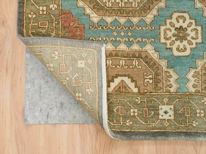 10'0" x 14'0" New Hand Knotted Green Wool Rectangle Oriental Rug - MOA10265539