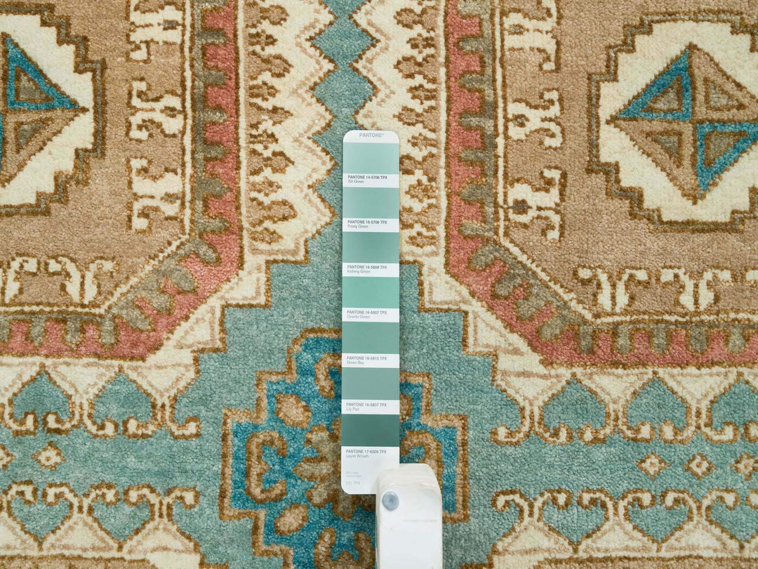 10'0" x 14'0" New Hand Knotted Green Wool Rectangle Oriental Rug - MOA10265539