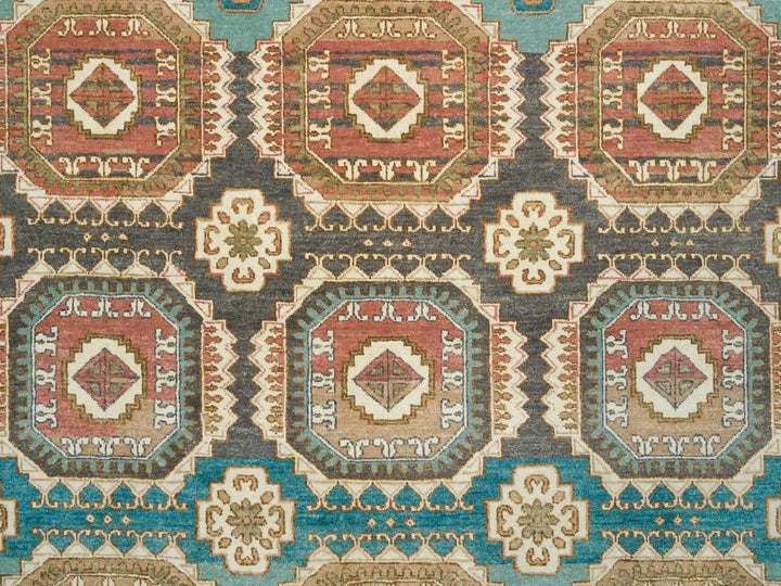 10'0" x 14'0" New Hand Knotted Green Wool Rectangle Oriental Rug - MOA10265539