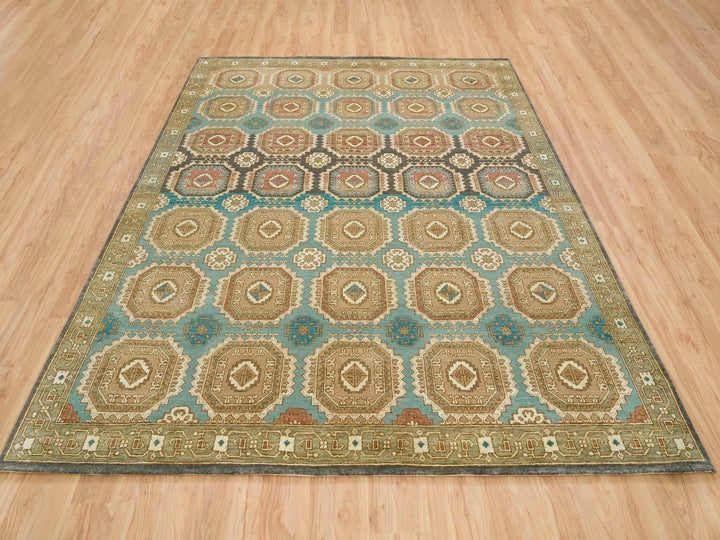 8'3" x 10'0" New Hand Knotted Green Wool Rectangle Oriental Rug - MOA10265545