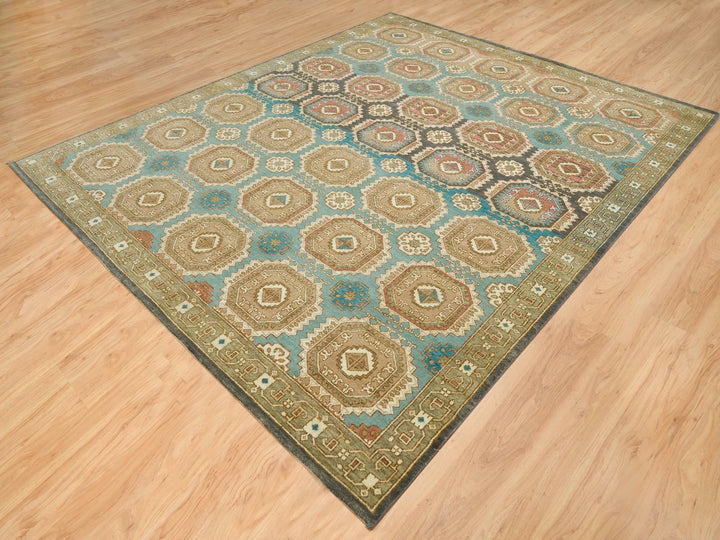 8'3" x 10'0" New Hand Knotted Green Wool Rectangle Oriental Rug - MOA10265545