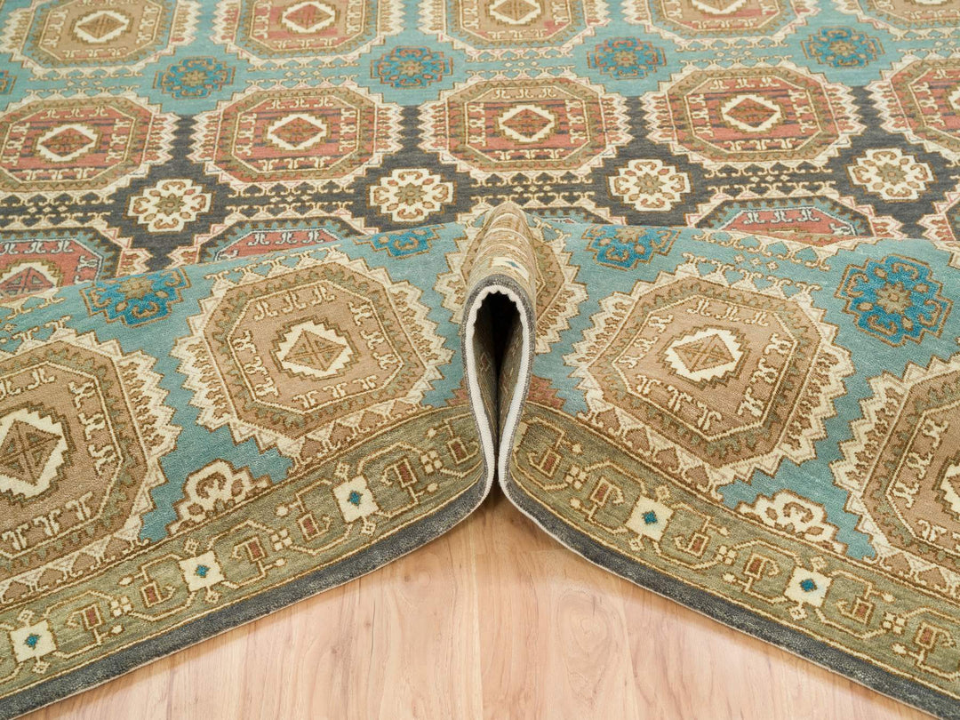 8'3" x 10'0" New Hand Knotted Green Wool Rectangle Oriental Rug - MOA10265545