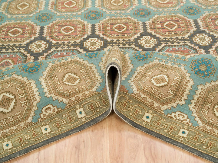 8'3" x 10'0" New Hand Knotted Green Wool Rectangle Oriental Rug - MOA10265545
