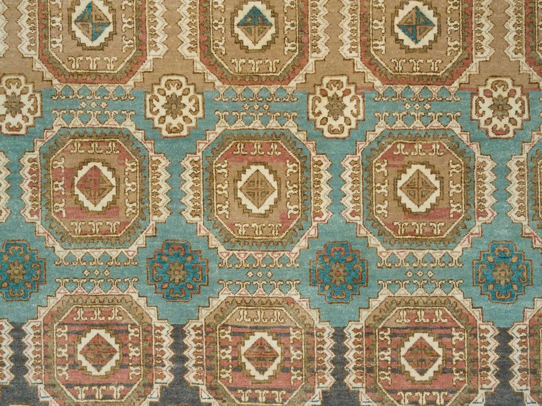 8'3" x 10'0" New Hand Knotted Green Wool Rectangle Oriental Rug - MOA10265545