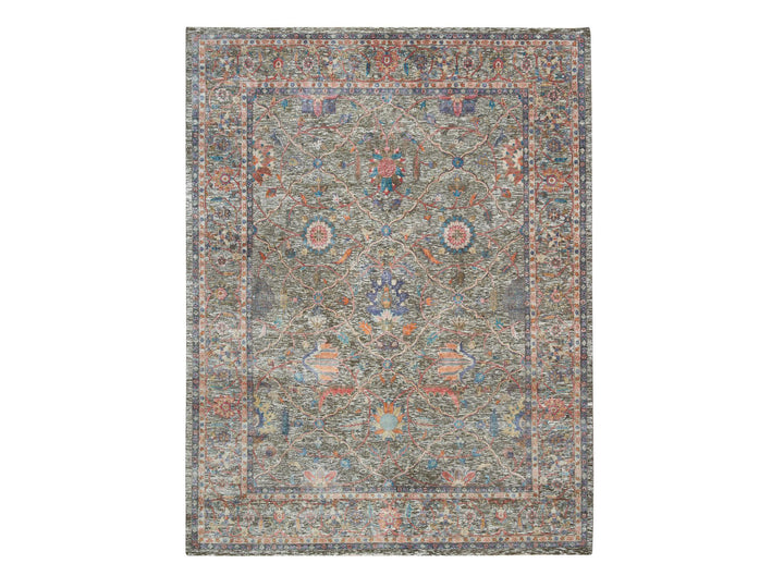 8'0" x 10'1" New Hand Knotted Brown Wool & Silk Rectangle Oriental Rug - MOA10265546
