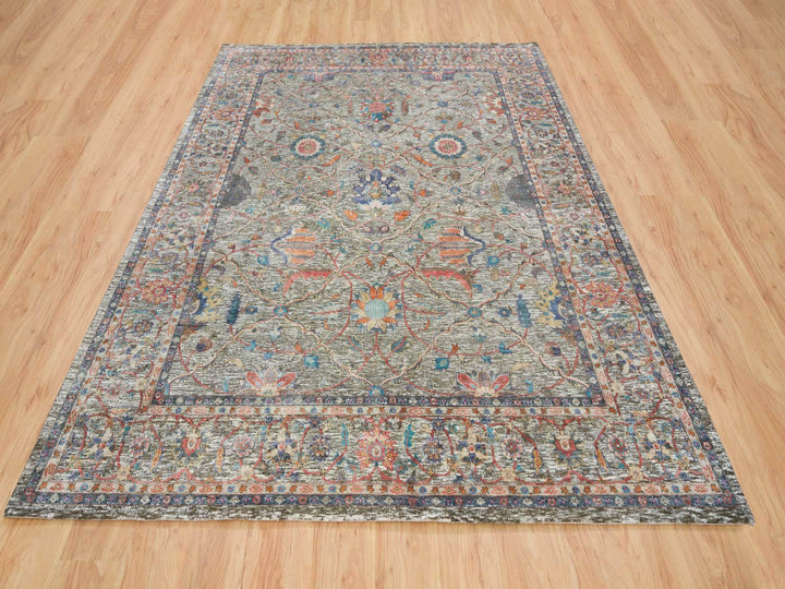 8'0" x 10'1" New Hand Knotted Brown Wool & Silk Rectangle Oriental Rug - MOA10265546