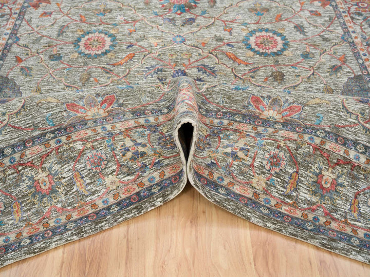 8'0" x 10'1" New Hand Knotted Brown Wool & Silk Rectangle Oriental Rug - MOA10265546