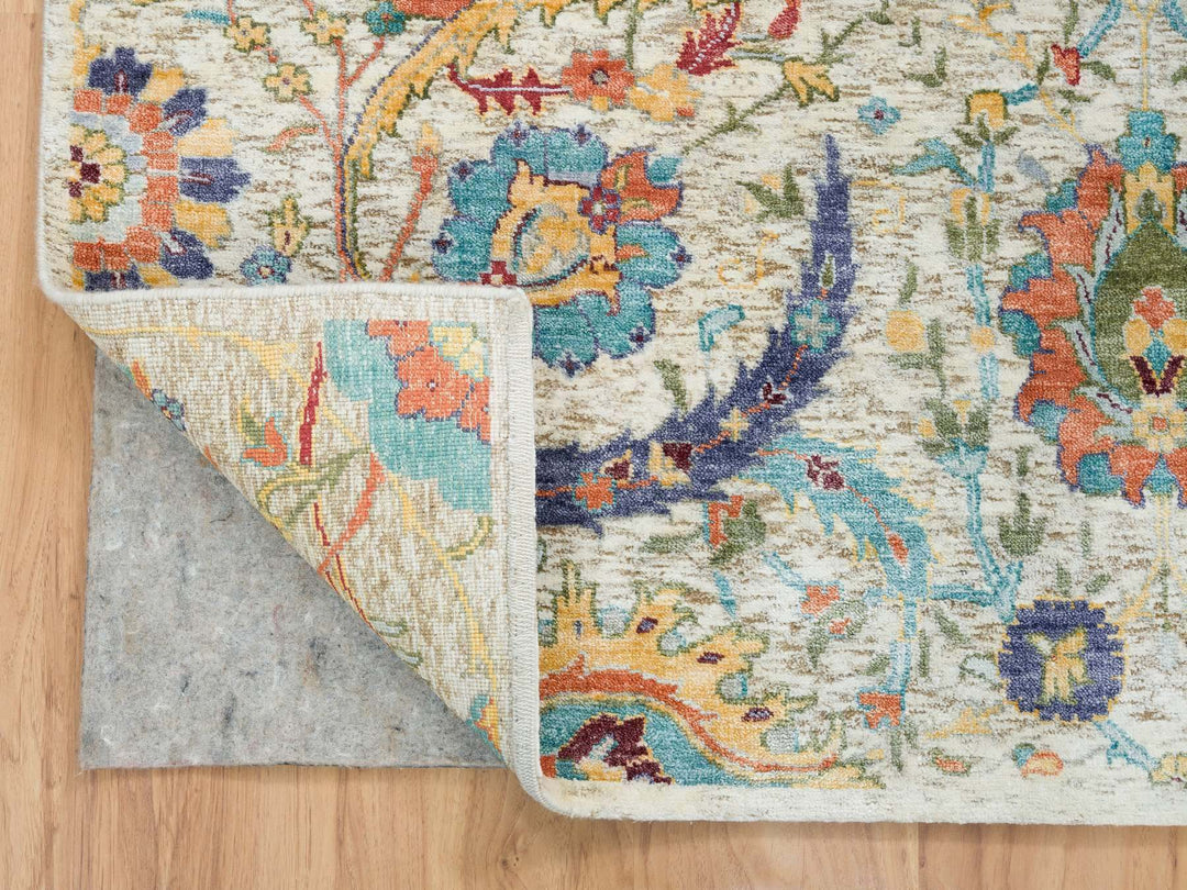 5'2" x 7'4" New Hand Knotted Ivory Wool & Silk Rectangle Oriental Rug - MOA10265550