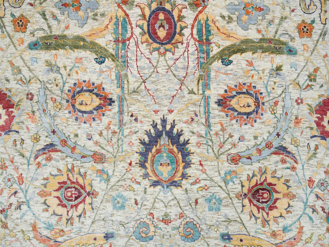 5'2" x 7'4" New Hand Knotted Beige Wool & Silk Rectangle Oriental Rug - MOA10265550