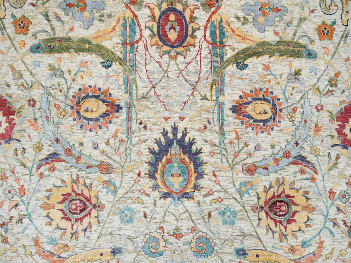 5'2" x 7'4" New Hand Knotted Beige Wool & Silk Rectangle Oriental Rug - MOA10265550
