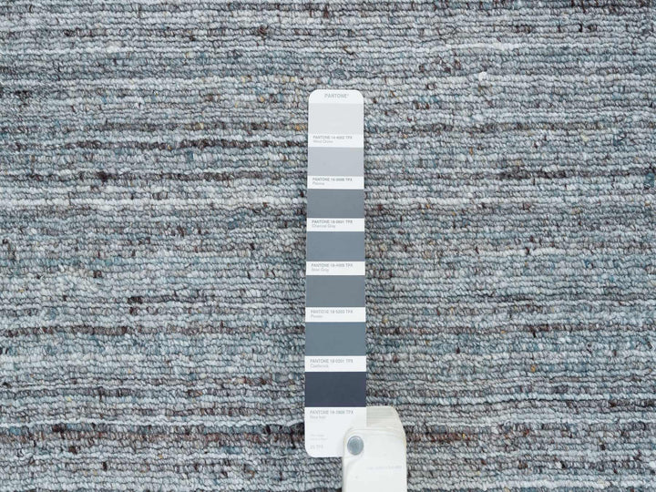 2'7" x 14'0" New Hand Loomed Grey Wool Runner Oriental Rug - MOA10265556