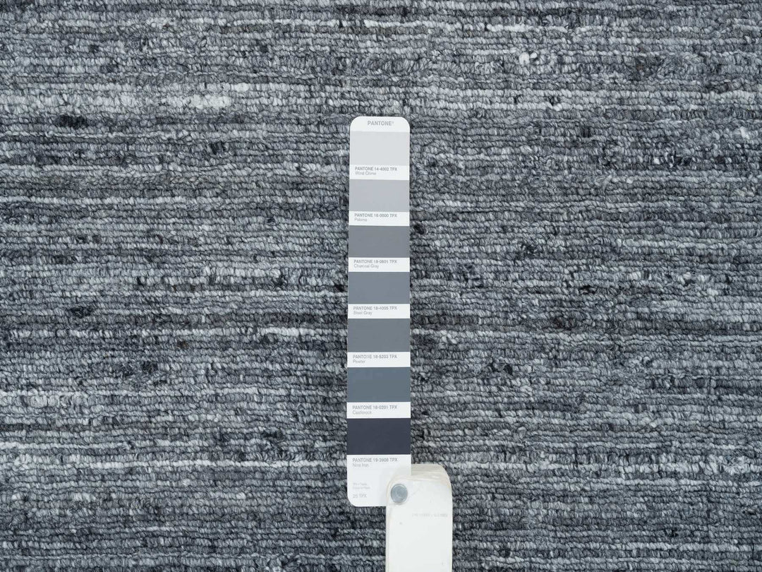 2'6" x 15'10" New Hand Loomed Grey Wool Runner Oriental Rug - MOA10265565