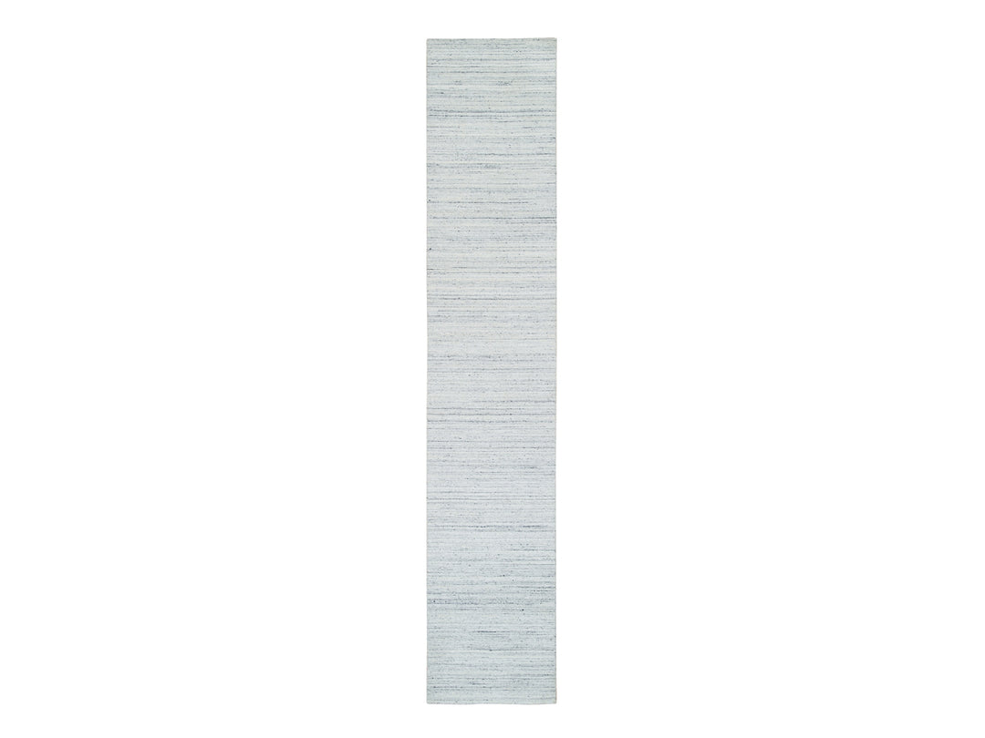 2'8" x 13'10" New Hand Loomed Ivory Wool Runner Oriental Rug - MOA10265570