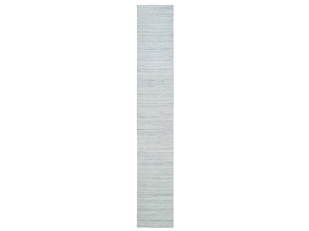2'5" x 15'9" New Hand Loomed Ivory Wool Runner Oriental Rug - MOA10265571
