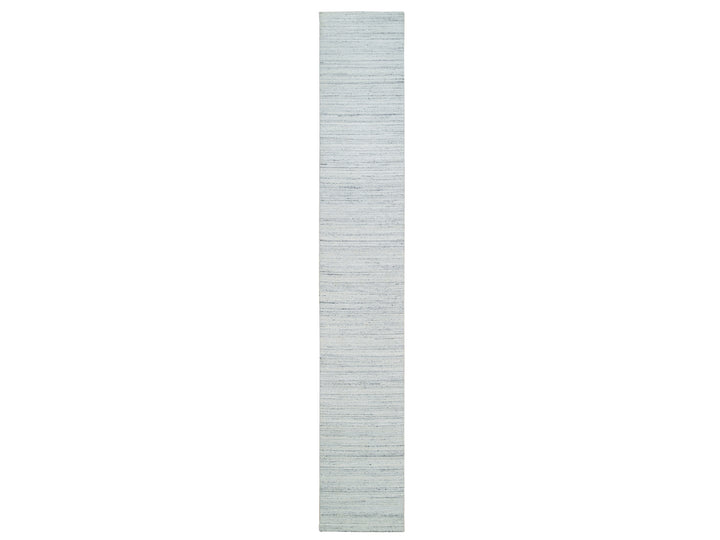2'5" x 15'9" New Hand Loomed Ivory Wool Runner Oriental Rug - MOA10265571
