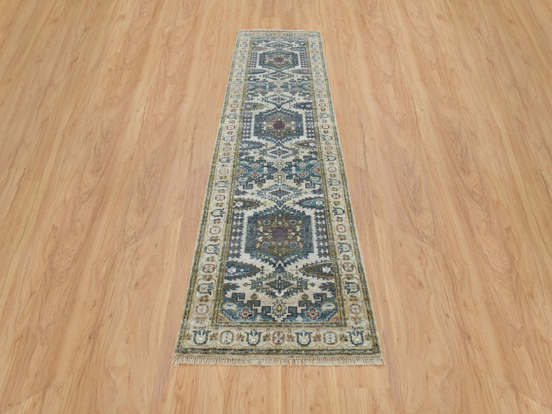 2'6" x 9'10" New Hand Knotted Ivory Wool Runner Oriental Rug - MOA10265573