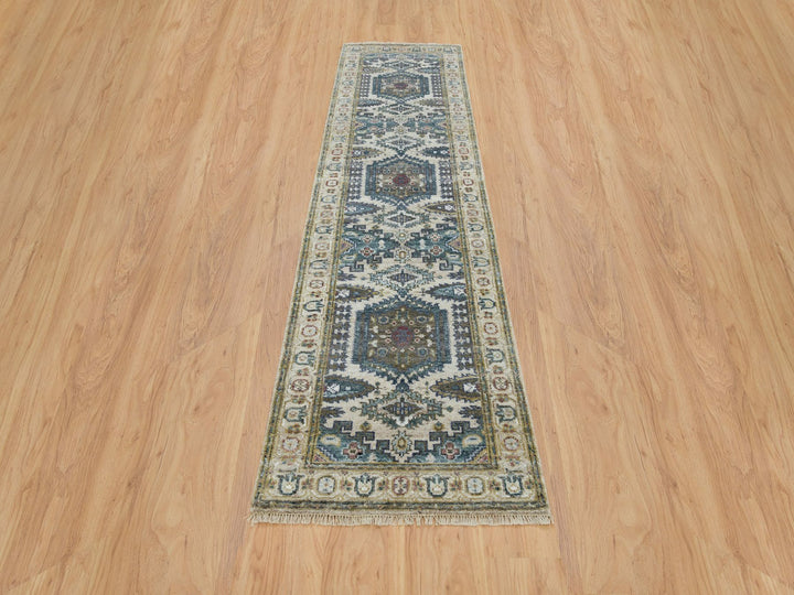 2'6" x 9'10" New Hand Knotted Ivory Wool Runner Oriental Rug - MOA10265573