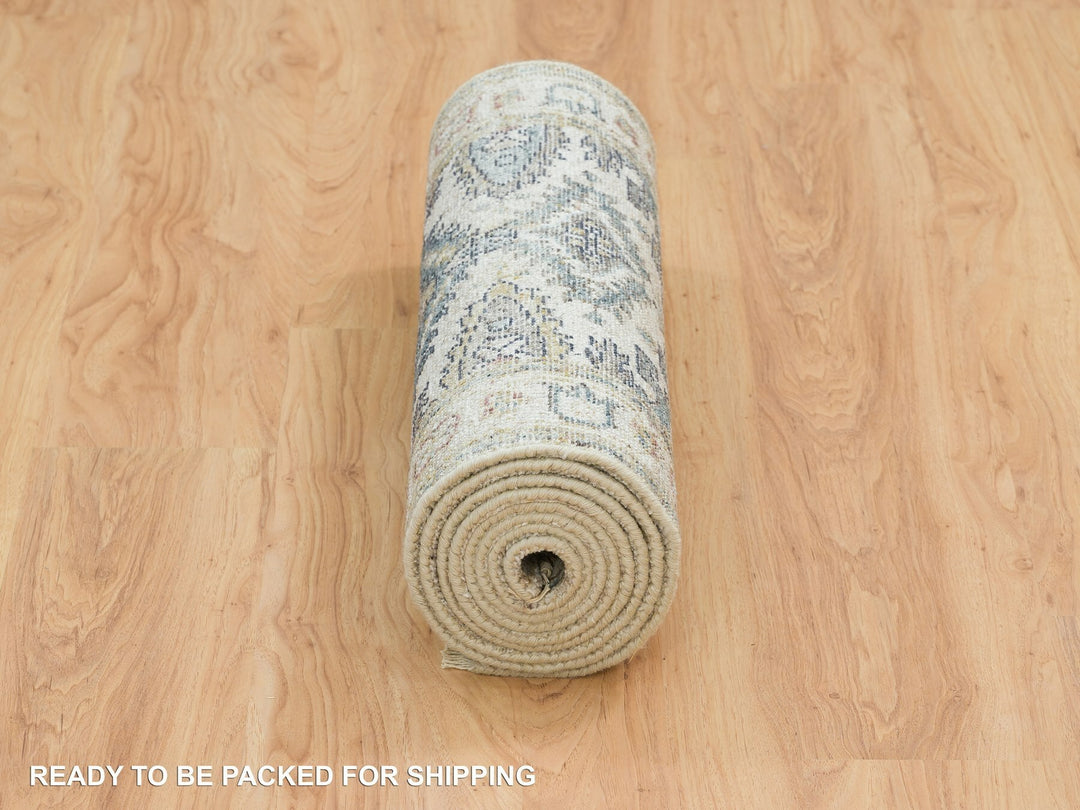 2'6" x 9'10" New Hand Knotted Ivory Wool Runner Oriental Rug - MOA10265573