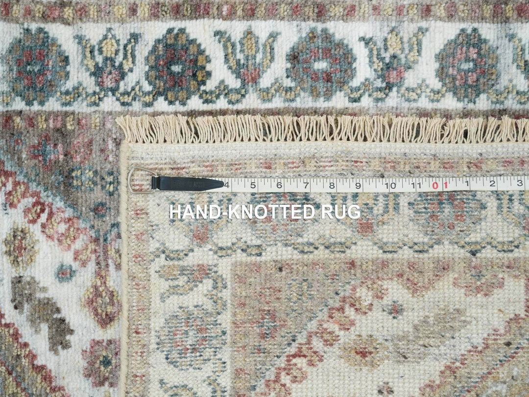 2'7" x 9'9" New Hand Knotted Ivory Wool Runner Oriental Rug - MOA10265574
