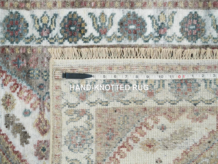 2'7" x 9'9" New Hand Knotted Ivory Wool Runner Oriental Rug - MOA10265574