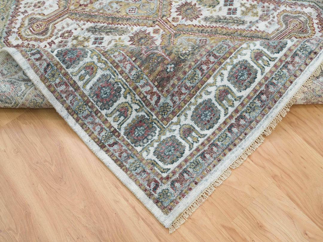 6'1" x 9'0" New Hand Knotted Ivory Wool Rectangle Oriental Rug - MOA10265577